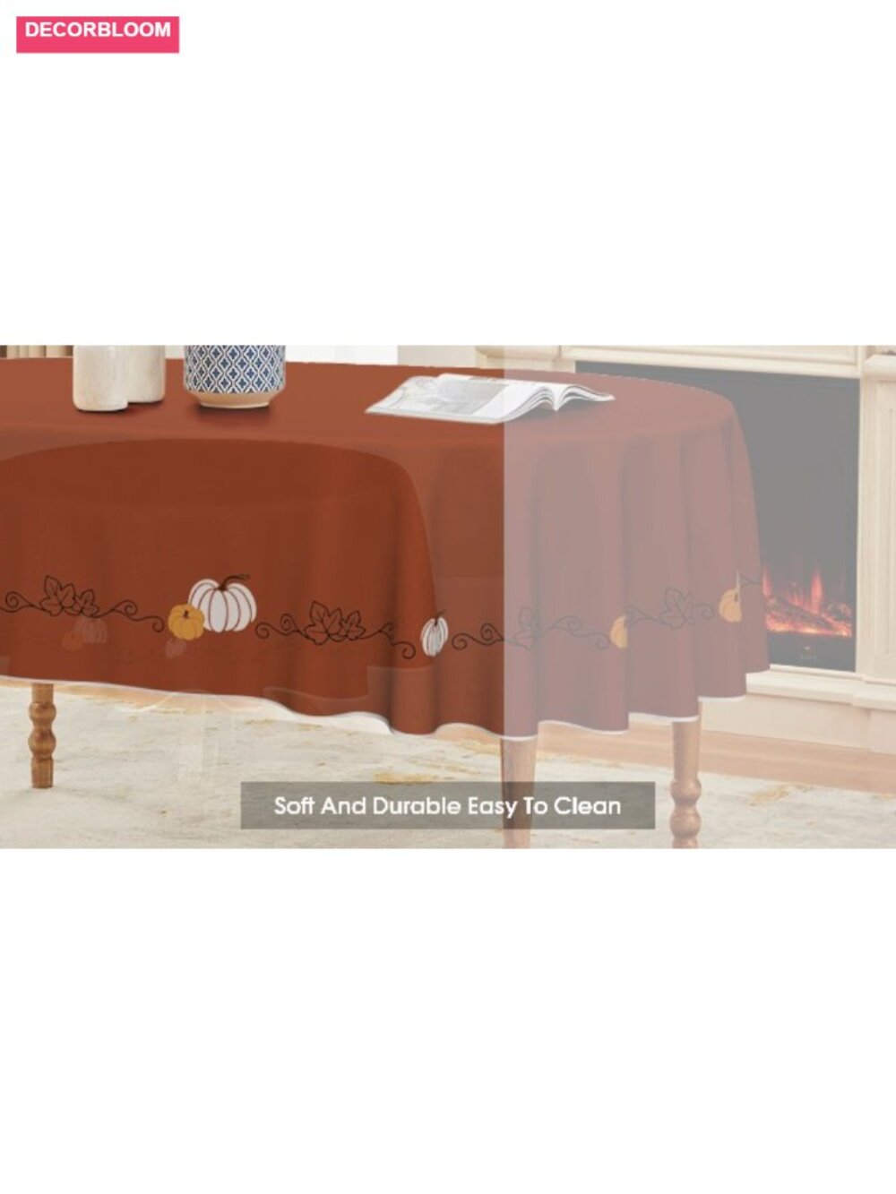 Fall Pumpkin Rectangular Tablecloth 52x70 Polyester - Picture 6 of 6